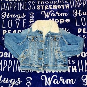 CAT & JACK - Girls Denim/Faux Fur Borg Jacket, Size 6/6X